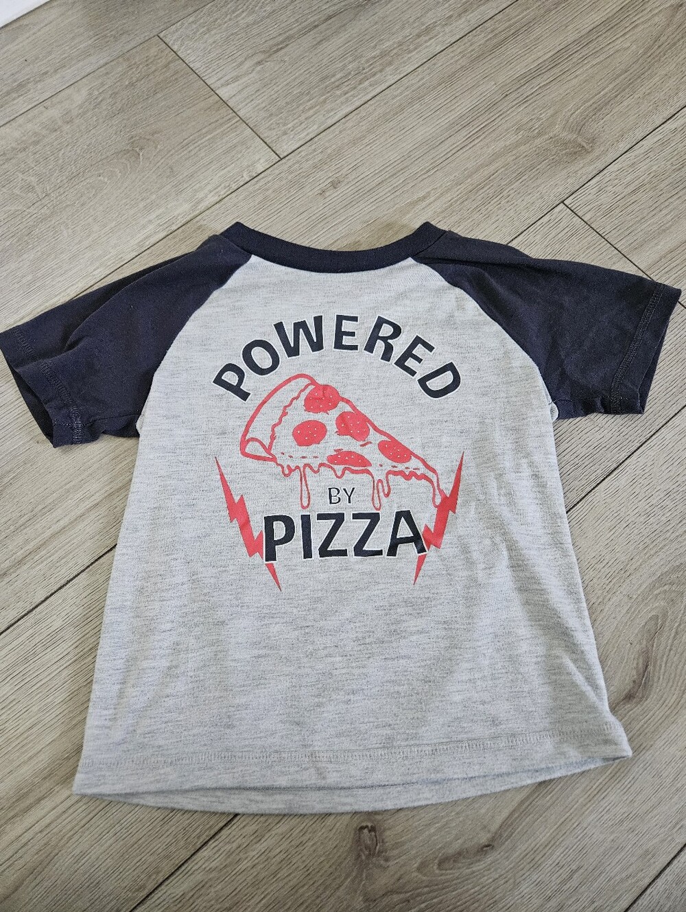 ​George Boys Powered By Pizza Raglan Graphic T-Shirt Grey Black Size 6